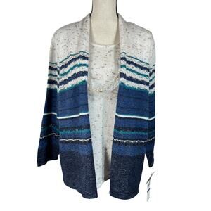 Alfred Dunner X-Large Sweater Striped 3/4 Sleeve Necklace Stretch 1-Piece Multi